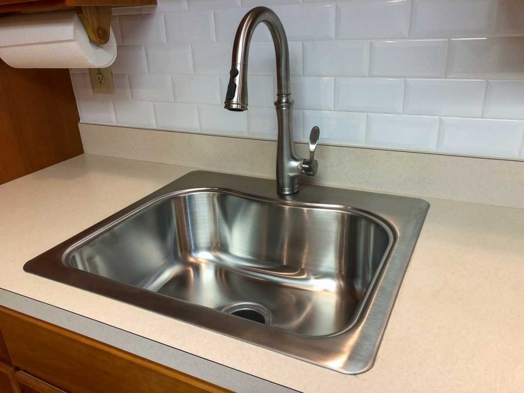 Clean sink with faucet installed
